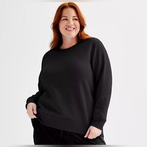 New Tek Gear micro fleece classic crewneck pullover sweatshirt womens 2X Black